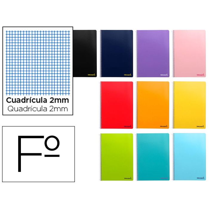 Cuaderno Espiral Liderpapel Folio Smart Tapa Blanda 80H 60 gr Milimetrado 2 mm Colores Surtidos