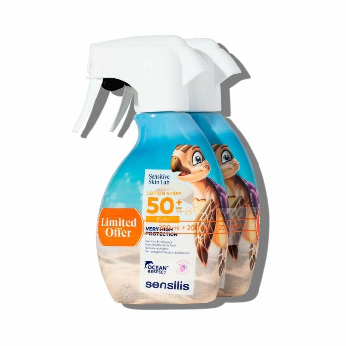 Sensilis PEDIATRICS Loción Spray Fotoprotector Corporal SPF50+ Piel Atópica Resistente Agua Absorción Rápida Hidratante Pack 2x200ml