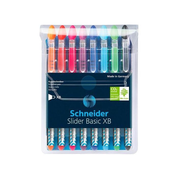 Schneider Bolígrafo Slider Basic XB Punta Gruesa - Estuche 8 Unidades Colores Surtidos