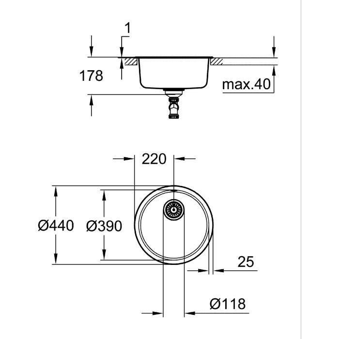 Fregadero de cocina - Acero inoxidable - Integrado desde arriba - GROHE K200 - 31720SD0 3 Fregadero de cocina - Acero inoxidable - Integrado desde arriba - GROHE K200 - 31720SD0 3