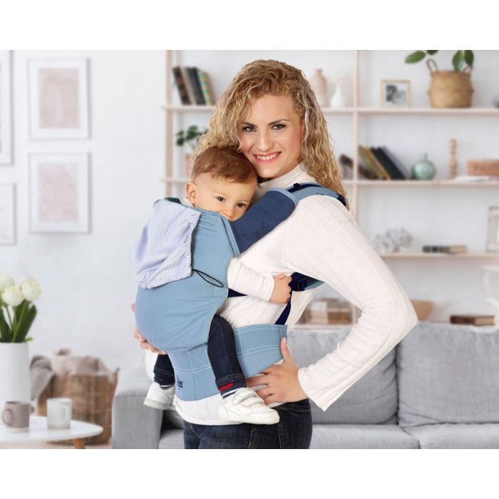 KioKids Portabebés Ergonómico Azul para Bebé +4 Meses | Posición Natural Espalda C y Piernas M | Con Capucha y Protectores Lavables KioKids Portabebés Ergonómico Azul para Bebé +4 Meses | Posición Natural Espalda C y Piernas M | Con Capucha y Protectores Lavables