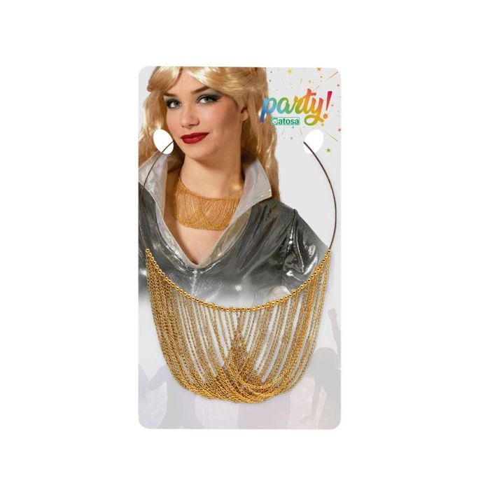 Collar Disco Dorado para Mujer - Estilo Setentero con Malla de Oro 1 Collar Disco Dorado para Mujer - Estilo Setentero con Malla de Oro 1