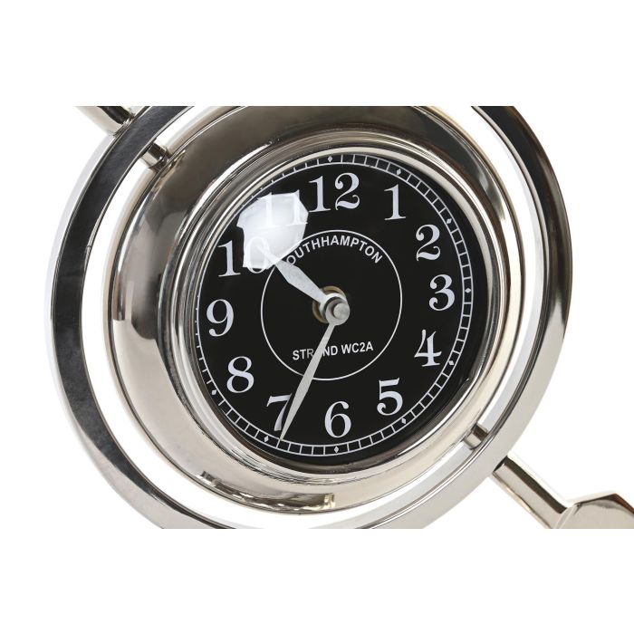 DKD Home Decor Reloj de Sobremesa Chic de Aluminio Plateado, 23x8x30 cm, Funciona con Pila AA 1 DKD Home Decor Reloj de Sobremesa Chic de Aluminio Plateado, 23x8x30 cm, Funciona con Pila AA 1