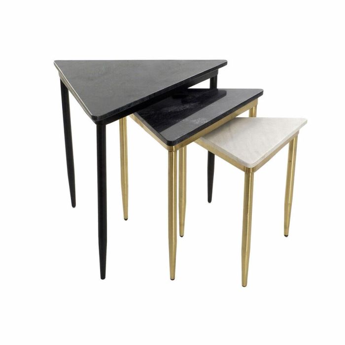 Mesita Auxiliar Moderno DKD Home Decor Blanco Negro 46.5 x 53 x 68 cm Set de 3 1 Mesita Auxiliar Moderno DKD Home Decor Blanco Negro 46.5 x 53 x 68 cm Set de 3 1
