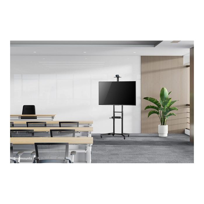 Neomounts FL50-550BL1 Carrito Móvil para Pantallas de 37"-70", Estante para Cámara, Carga Máx. 50 kg, Altura Manual 128,5-145 cm, VESA 100x100-600x400 (Negro) 10