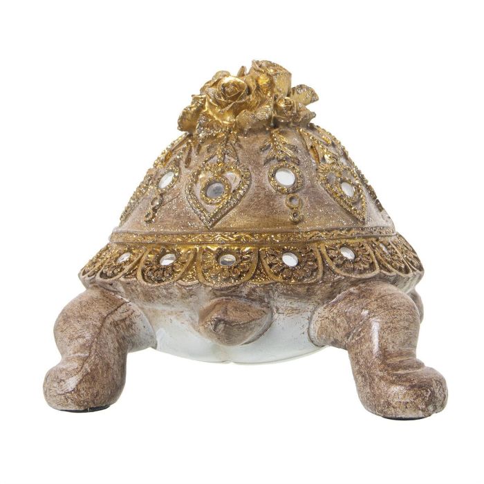 Figura Decorativa Alexandra House Living Marrón Dorado Plástico Tortuga 15 x 15 x 21 cm 2