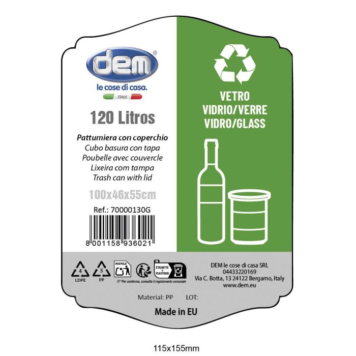 Inde Cubo Basura con Tapa 120 Lt Negro/Verde 47,5 cm (Ancho) x 95 cm (Alto) x 57 cm (Largo) (2 Unidades) 2 Inde Cubo Basura con Tapa 120 Lt Negro/Verde 47,5 cm (Ancho) x 95 cm (Alto) x 57 cm (Largo) (2 Unidades) 2