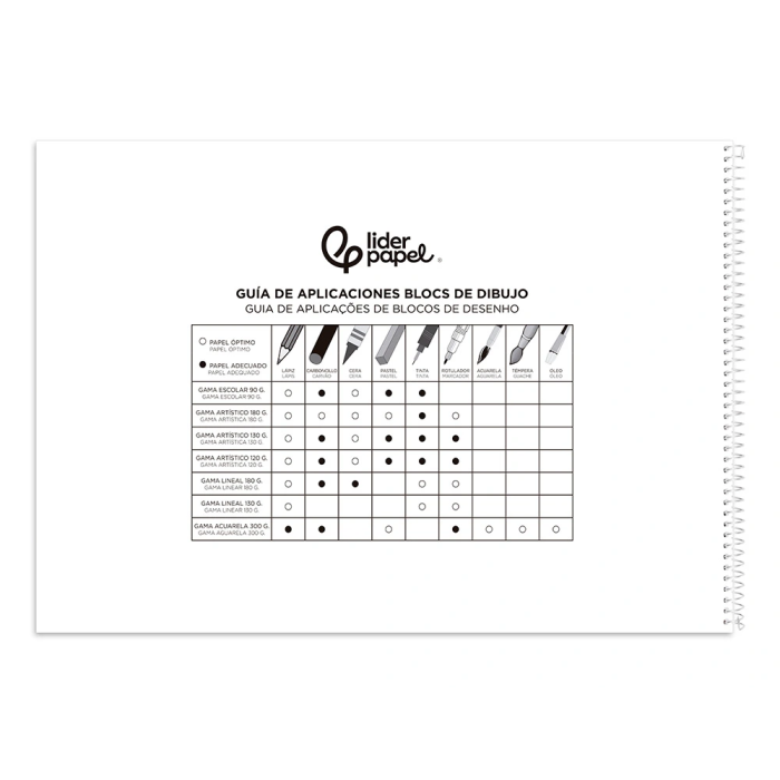 Liderpapel Bloc Dibujo Artístico Espiral 230x325mm 20 Hojas 130g/m2 Papel Blanco Microperforado 2