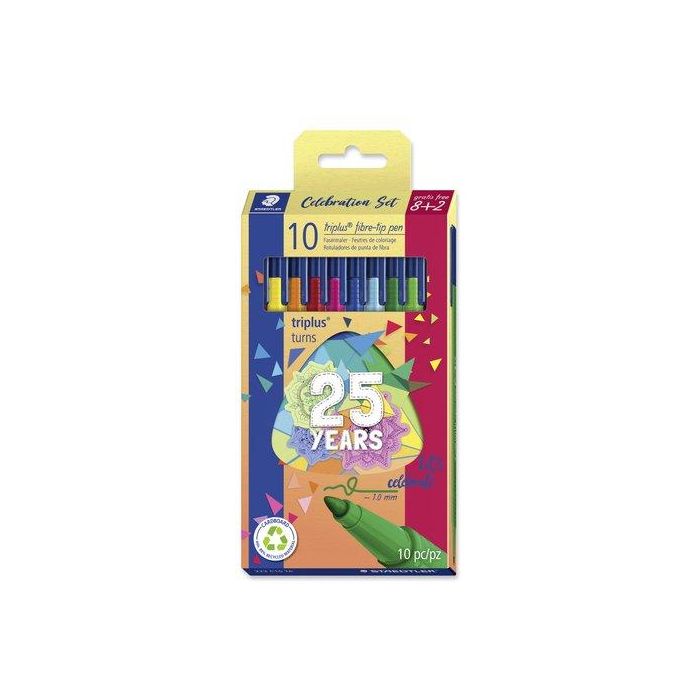 Staedtler Rotulador Triplus Happy, estuche de 10 unidades, colores surtidos