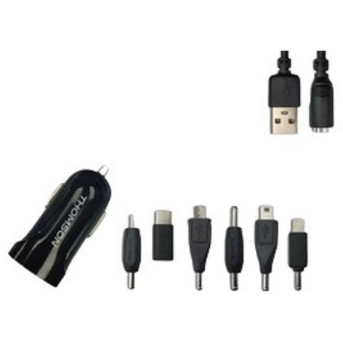 Thomson THO3513767400503 Kit Cargador AC 12/24V con 6 Conectores y 2A de Salida, Cable de 1 Metro Thomson THO3513767400503 Kit Cargador AC 12/24V con 6 Conectores y 2A de Salida, Cable de 1 Metro