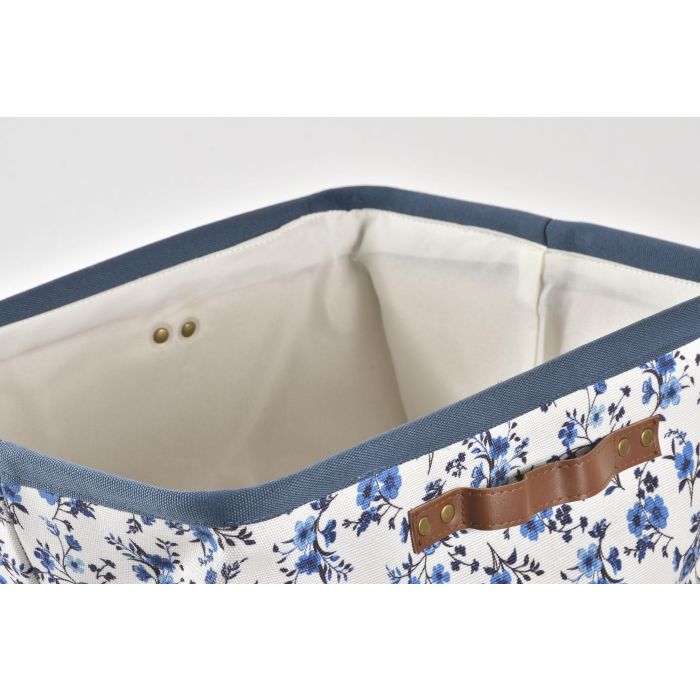 DKD Home Decor Cesta Shabby Poliéster Azul Blanco Colección Indigo 30 x 30 x 40 cm 2