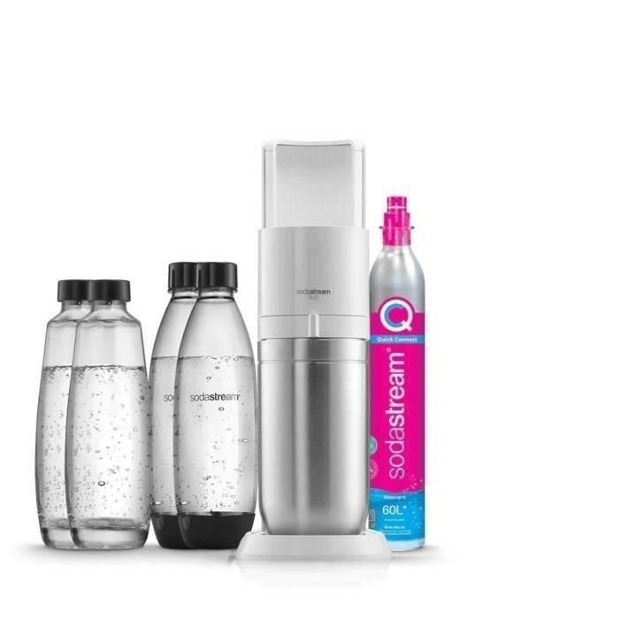 SODASTREAM DUOBICB - Máquina DUO blanca Pack 4 botellas (2 decantadores DUO + 2 Fusible LV) + 1 cilindro de intercambio CQC SODASTREAM DUOBICB - Máquina DUO blanca Pack 4 botellas (2 decantadores DUO + 2 Fusible LV) + 1 cilindro de intercambio CQC