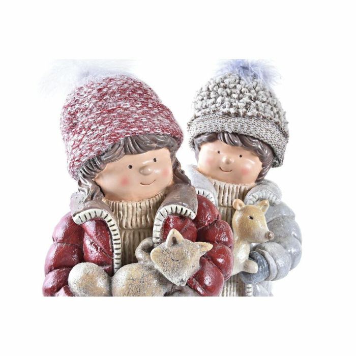Figura Navidad Moderna DKD Home Decor Rojo Gris 12 x 35 x 15 cm (2 Unidades) 2