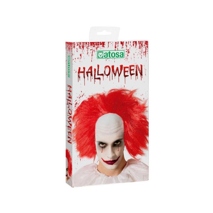 Peluca Halloween Payaso Naranja Calvo 1