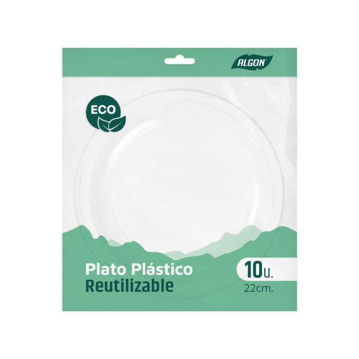 Set de 10 platos redondos de plástico económico 22 cm Algon (18 Cajas) 1 Set de 10 platos redondos de plástico económico 22 cm Algon (18 Cajas) 1