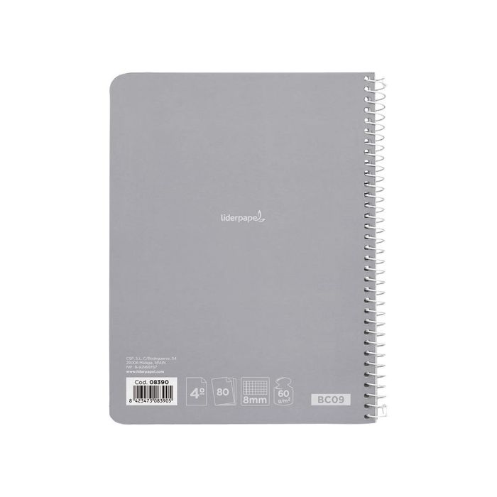 Cuaderno Espiral Liderpapel Cuarto Smart Tapa Blanda 80H 60 gr Cuadro 8 mm Con Margen Colores Surtidos 10 unidades 3
