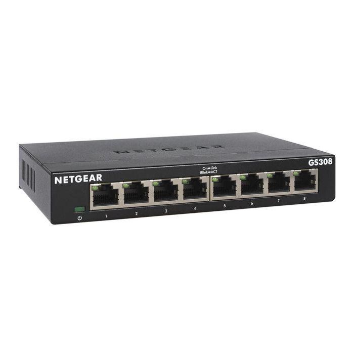 Netgear GS308v3 Switch Gigabit Ethernet No Gestionado de 8 Puertos RJ-45 10/100/1000Mbps Metálico para Oficina y Hogar 1