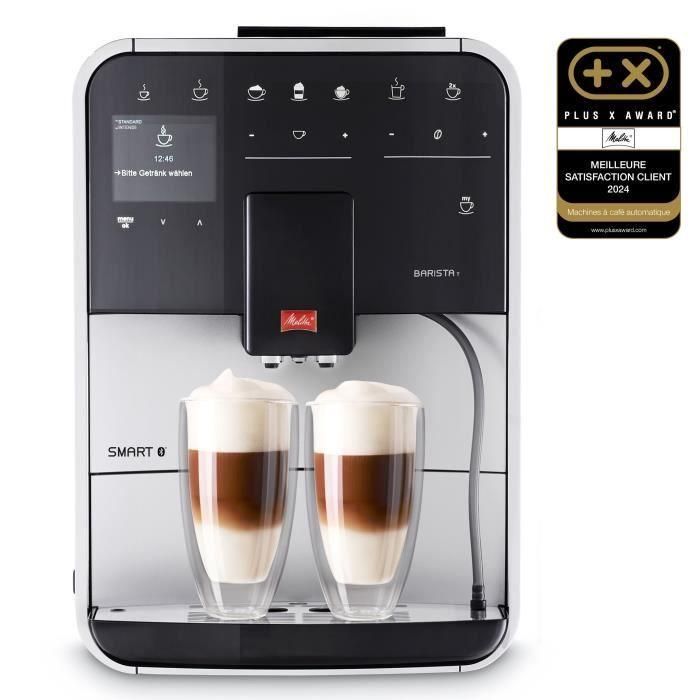 Melitta F831-101 Cafetera Súper Automática Barista T Smart 5 Intensidades de Café, Limpieza y Descalcificación Auto, 1.8L, sin Leche, Plateada