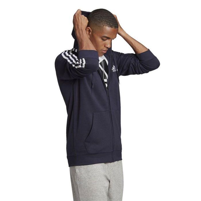 Sudadera con Capucha Hombre Adidas 3 Stripes Azul oscuro 4