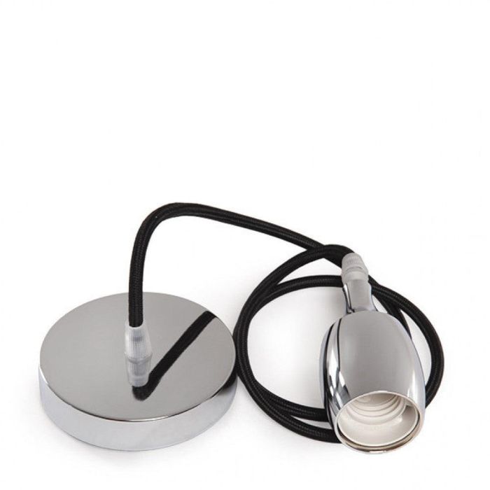 Pendel Lámpara Colgante E27 Cable Tela 1000mm 0.75mm² con Rosetón y Portalámparas Metálico, Fijación Techo - SC-MPL016