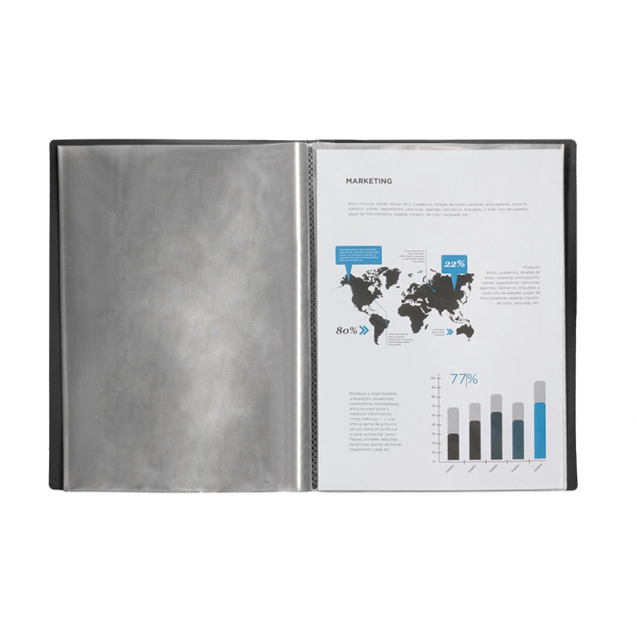 Liderpapel Carpeta Escaparate Polipropileno DIN A3 Negro Opaco con 40 Fundas 5