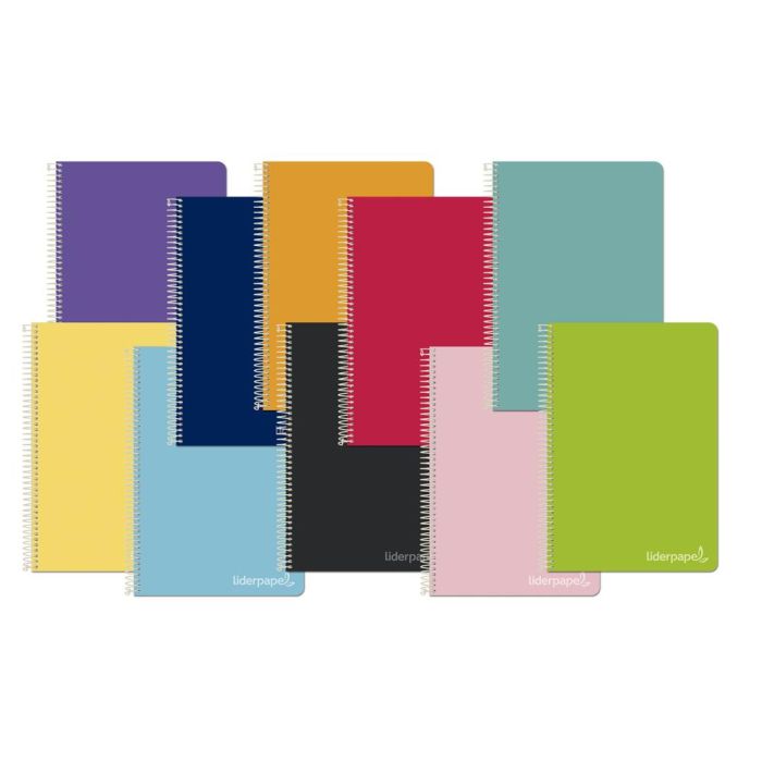 Cuaderno Espiral Liderpapel Cuarto Witty Tapa Dura 80H 75 gr Cuadro 6 mm Con Margen Colores Surtidos 10 unidades 1