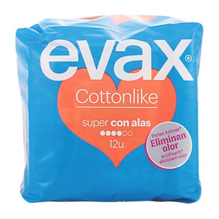 Compresas Super Con Alas Cotton Like Evax (12 uds)