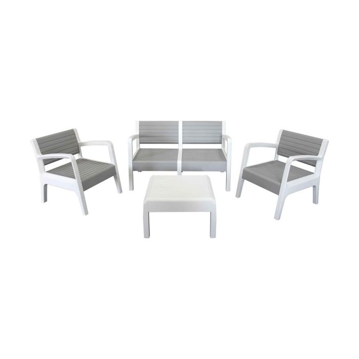 Conjunto de jardin/terraza de 2 sillones+1 sofa+1mesa centro sillones: 72x66x63,5cm sofa: 120x48x69 mesa: 62x66x35cm color: grafito modelo: miami sp berner