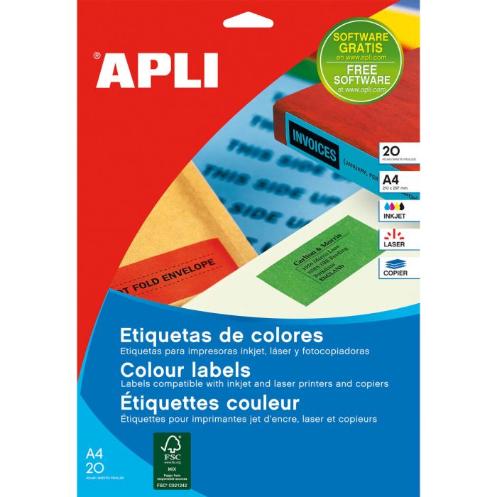 Etiquetas para Impresora Apli 1601 Rojo A4 1