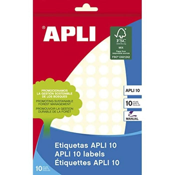Etiquetas adhesivas Apli Blanco Ø 1 cm 10 Hojas (10 Unidades) 1