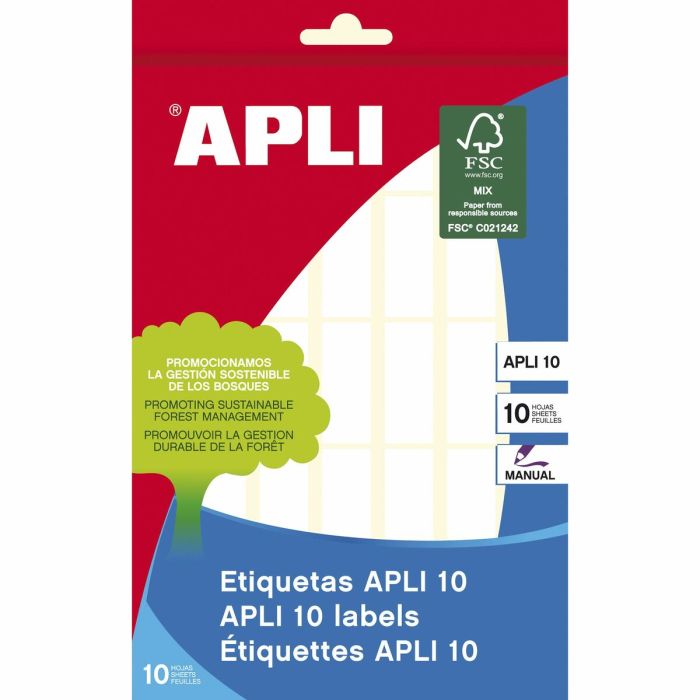 Etiquetas adhesivas APLI 10 12 x 30 mm Papel Blanco 10 Hojas (10 Unidades) 1