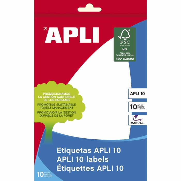 Etiquetas adhesivas Apli 105 x 149 mm Blanco 10 Hojas (10 Unidades) 1
