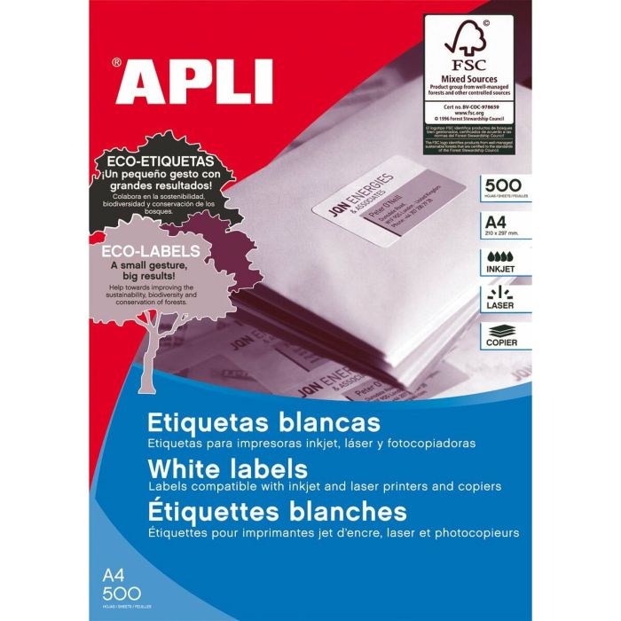 Etiquetas adhesivas Apli 01782 500 Hojas 70 x 35 mm Blanco Latón 2