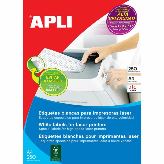 Apli Etiquetas Adhesivas 210x148 mm Láser C-Rectos 2 X 250H Blanco