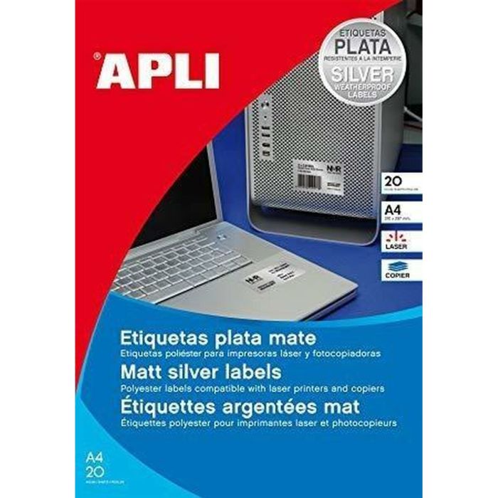 Apli Etiquetas Adhesivas Metalizadas 45,7x21,2 mm Láser C-Romos 48 X 20H Plata