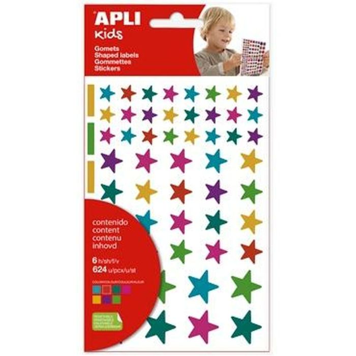 Apli Gomets Estrellas Removibles Multicolor 624 Unidades 6 Hojas C-Surtidos