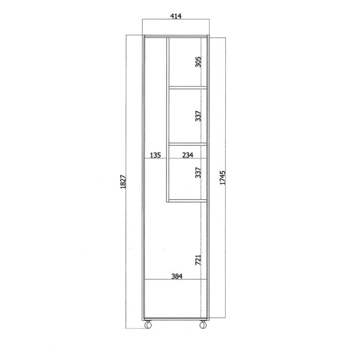 Armario Escobero Alexandra House Living Blanco Madera MDP 42 x 183 x 41 cm 1 puerta Reversible Con ruedas 1