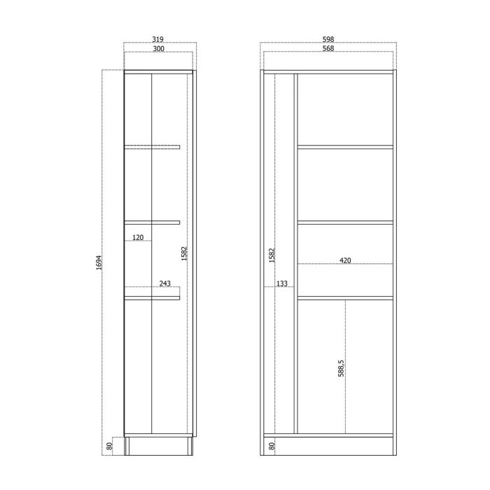Armario Escobero Alexandra House Living Blanco Madera MDP 61 x 170 x 31 cm 2 puertas 1
