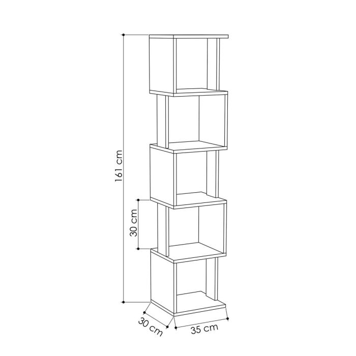 Estantería de Esquina Alexandra House Living Roble Madera MDP 35 x 161 x 2 cm 5 Estantes 1