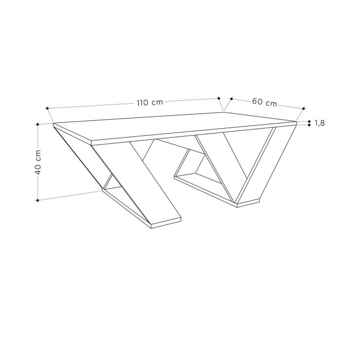 Mesa de Centro Alexandra House Living Diagonal Roble Madera MDP 110 x 40 x 60 cm 1