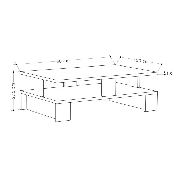 Mesa de Centro Alexandra House Living Roble Madera MDP 80 x 28 x 50 cm Doble altura 1