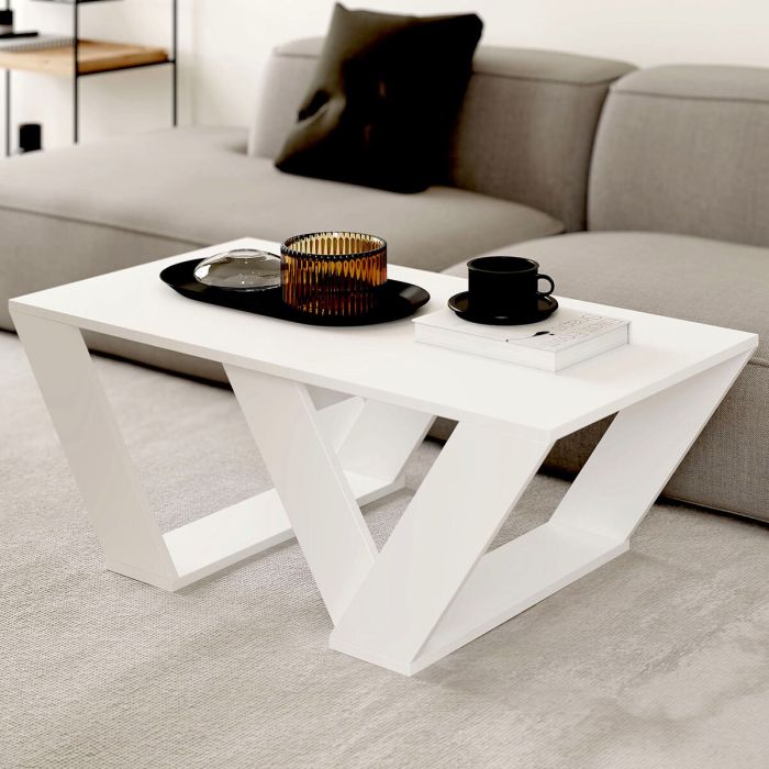 Mesa de Centro Alexandra House Living Diagonal Blanco Madera MDP 110 x 40 x 60 cm 4