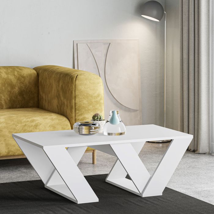 Mesa de Centro Alexandra House Living Diagonal Blanco Madera MDP 110 x 40 x 60 cm 3