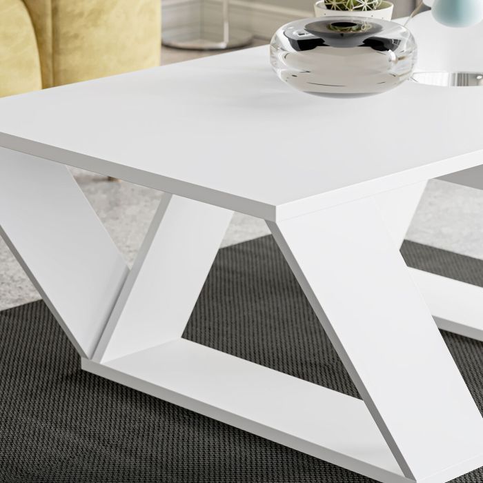 Mesa de Centro Alexandra House Living Diagonal Blanco Madera MDP 110 x 40 x 60 cm 2