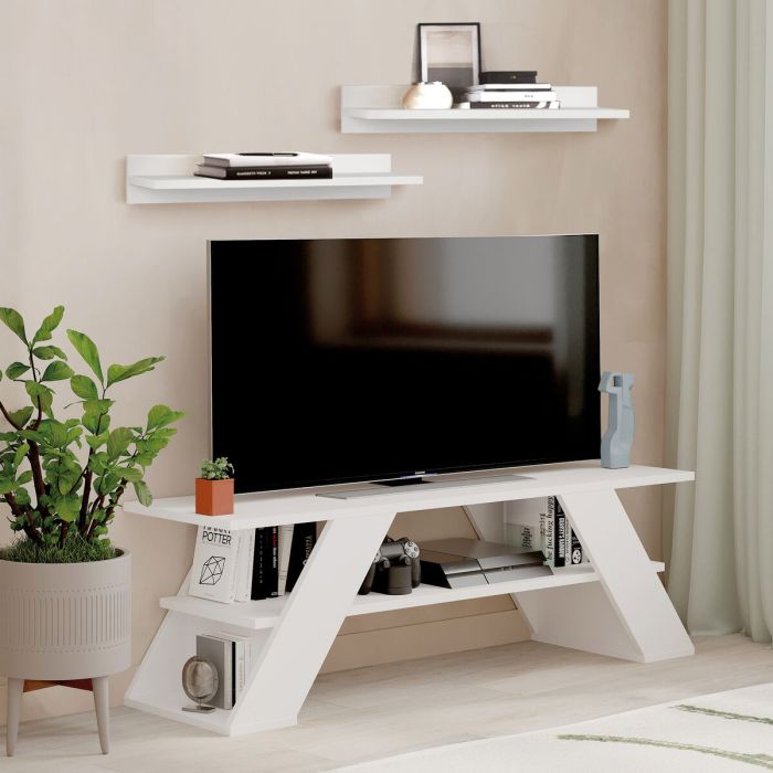 Mueble de TV Alexandra House Living Diagonal Blanco 120 x 40 x 33 cm 6