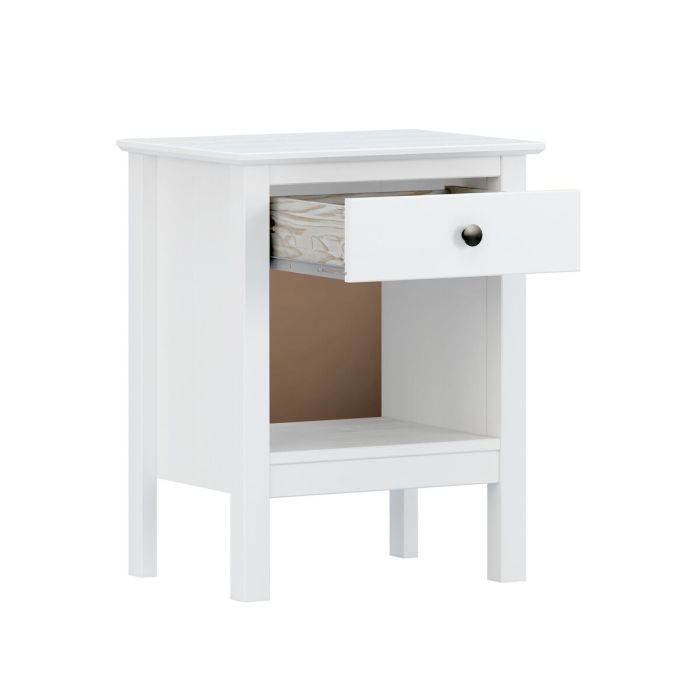 Mesita de Noche Alexandra House Living Blanco Metal Madera de pino 47 x 60 x 35 cm 1 cajón 5