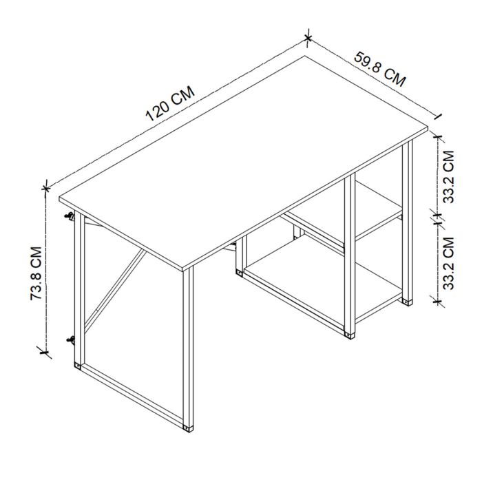 Mesa de Escritorio Alexandra House Living Negro Roble Metal Madera MDP 120 x 75 x 60 cm industrial 2