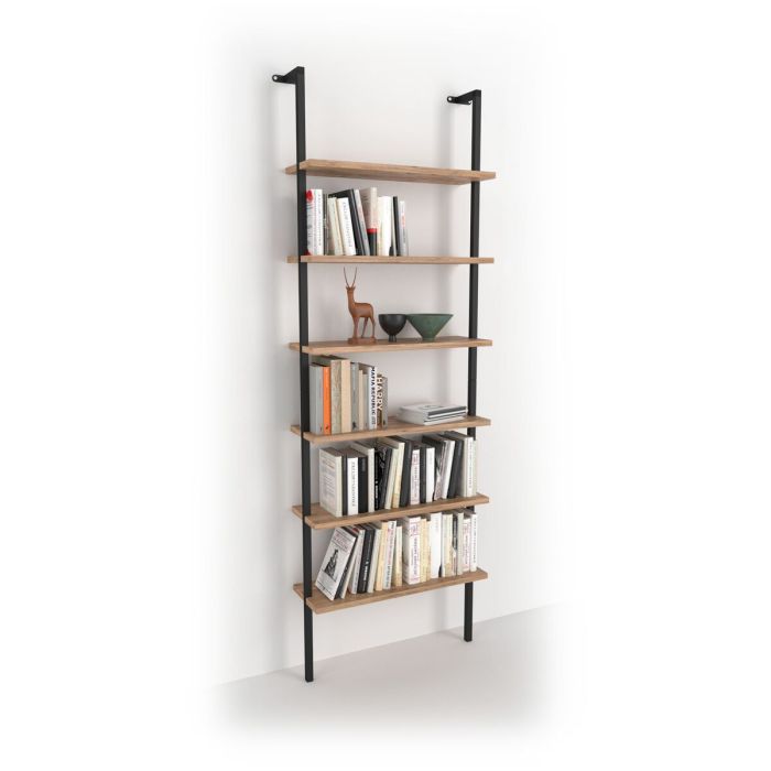 Librería Alexandra House Living Negro Roble Metal Madera MDP 60 x 181 x 20 cm Escalera industrial 6 Estantes 4 Librería Alexandra House Living Negro Roble Metal Madera MDP 60 x 181 x 20 cm Escalera industrial 6 Estantes 4