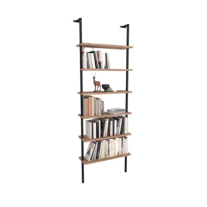 Librería Alexandra House Living Negro Roble Metal Madera MDP 60 x 181 x 20 cm Escalera industrial 6 Estantes Librería Alexandra House Living Negro Roble Metal Madera MDP 60 x 181 x 20 cm Escalera industrial 6 Estantes