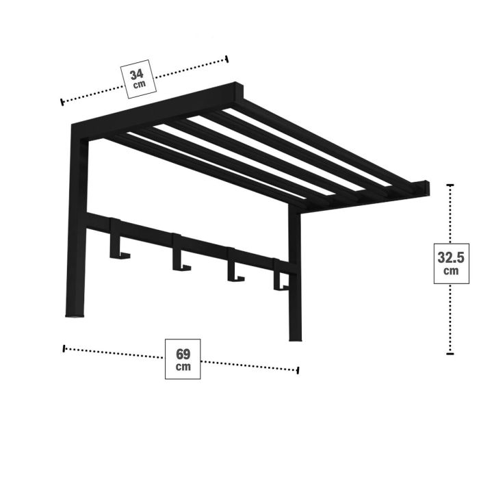 Perchero con Balda Alexandra House Living Negro Metal 69 x 32 x 34 cm 1